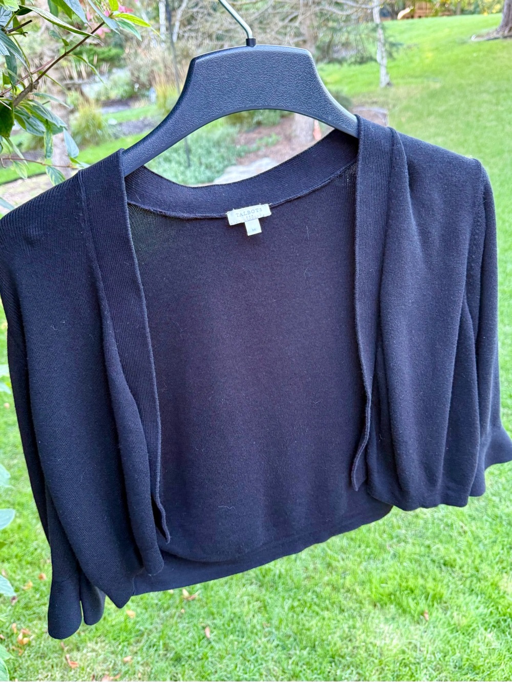 Talbots Open Front Cardigan | Bell Ruffle Sleeve M - Picture 4 of 9